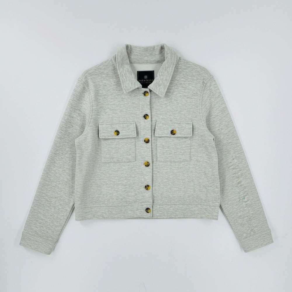 Bagatelle Collection Knit Trucker Top Gray Button Front Size‎ L Cozy Soft Girl